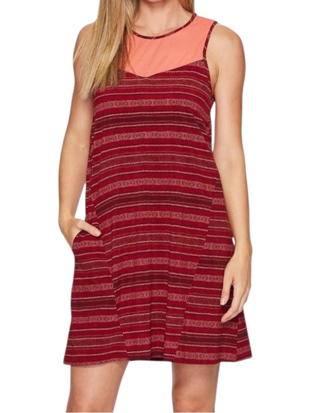 Toad&Co Sunkissed Swing Dress Size M Red Stripes Nylon Lightweight Quick Dry
